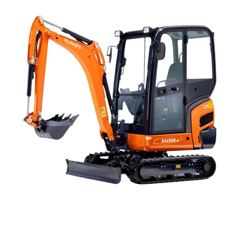 Minikoparka Kubota KX019-4 z kabiną i lemieszem spychowym