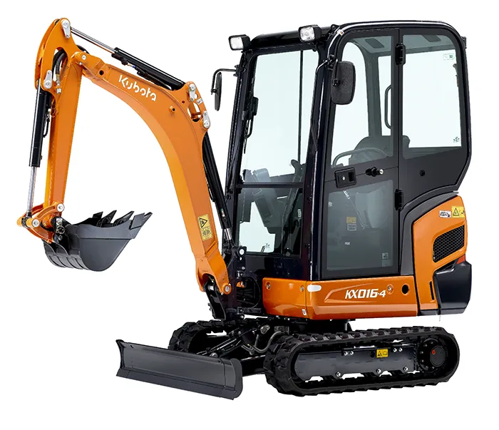 Minikoparka Kubota KX016-4 z kabiną, widok z boku