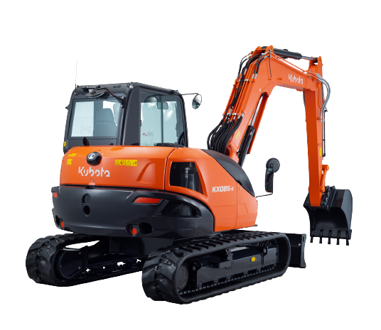 Kubota KX085-5 – widok z tyłu i z prawej strony