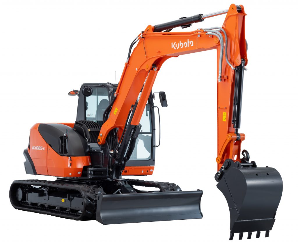 Kubota KX085-5 – wysięgnik, przewody hydrauliczne i łyżka