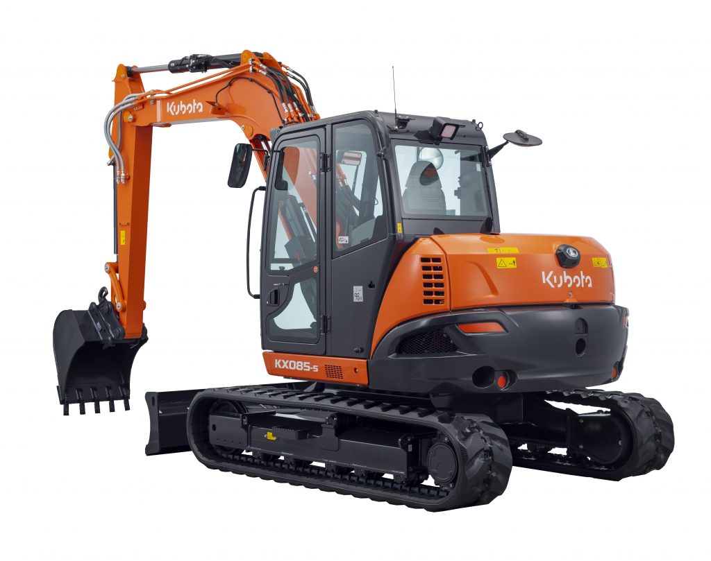 Kubota KX085-5 – kabina i podwozie, widok od tyłu